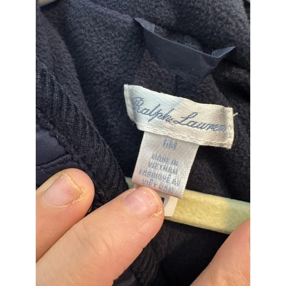 Ralph Lauren Snowsuit Baby Boys 3-6 Months Blue Quilted Hooded Footed Bunting